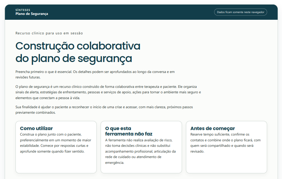 Captura de um exemplo de plano de segurança utilizado como material educacional
