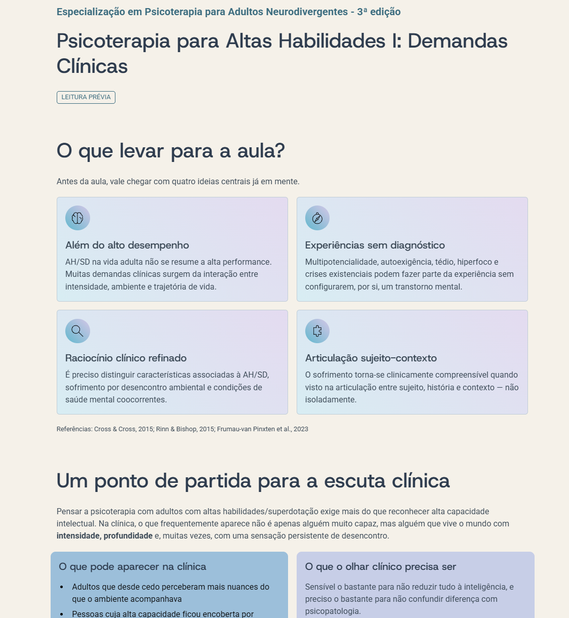 Exemplo real de material de leitura prévia da Sínteses